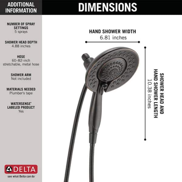 In2ition Two-in-One 5-Spray 6.8 in. Dual Wall Mount Fixed and Handheld Shower Head in Stainless In2ition Two-in-One 5-Spray 6.8 in. Dual Wall Mount Fixed and Handheld Shower Head in Stainless