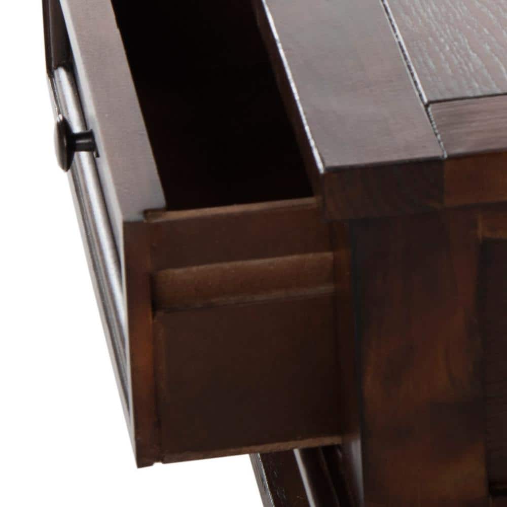 Transitional Sepia Brown Wood Coffee Table with 3 Drawers