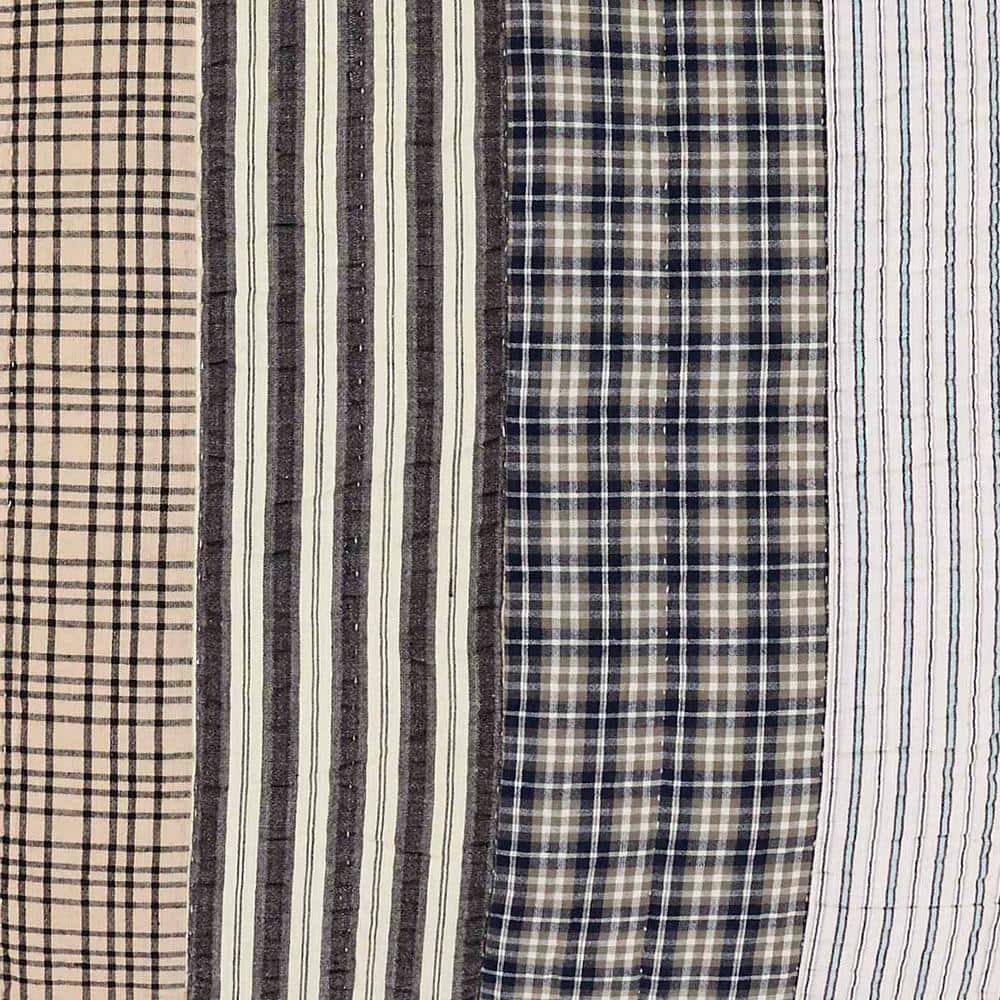 Ashmont Patchwork Cotton Euro Sham Set in Gray and Blue