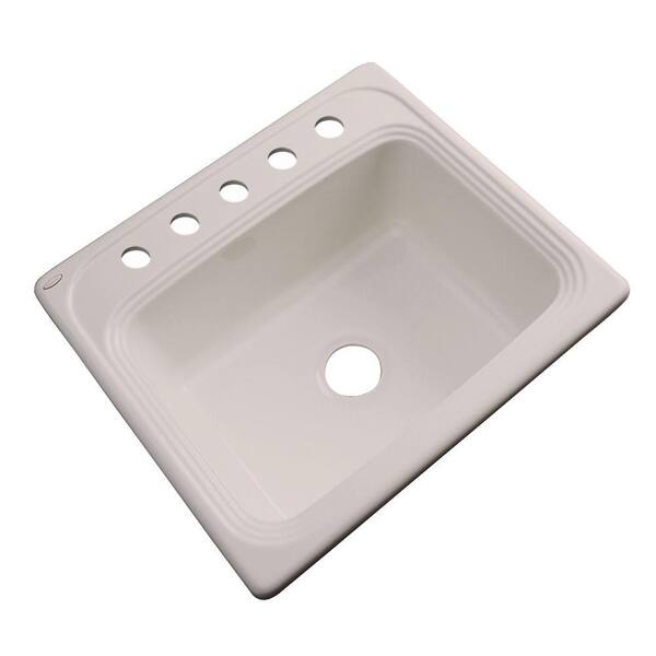 Thermocast Wellington Drop-in Acrylic 25x22x9 in. 5-Hole Single Bowl Kitchen Sink in Shell