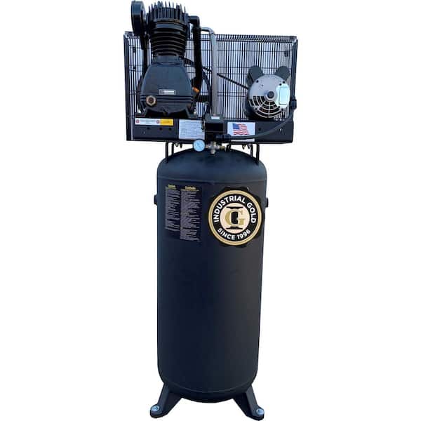 Industrial Gold 60 Gal. 5 HP Vertical 1-Phase Low RPM 175 PSI Electric Air Compressor with Quiet Operation