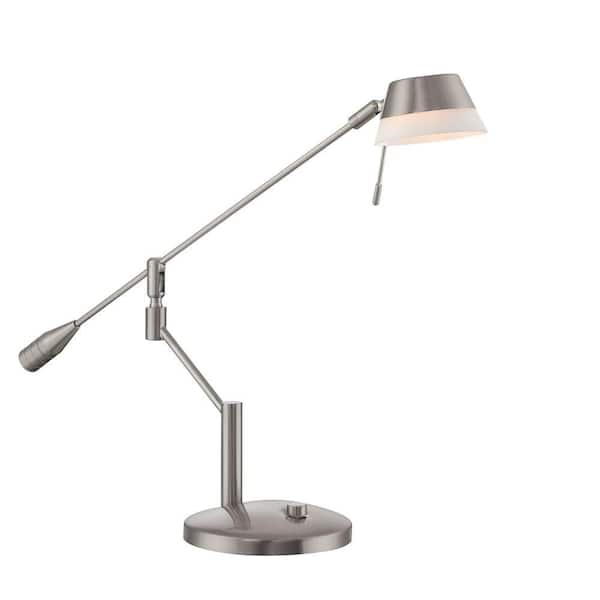 Illumine Designer Collection 21.5 in. Steel Desk Lamp with Frost Glass Shade