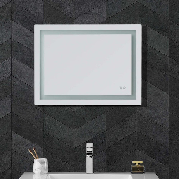 Glacier Bay Vernon 32 in. W x 24 in. H Frameless Rectangular Touch Sensor LED Bathroom Vanity Mirror