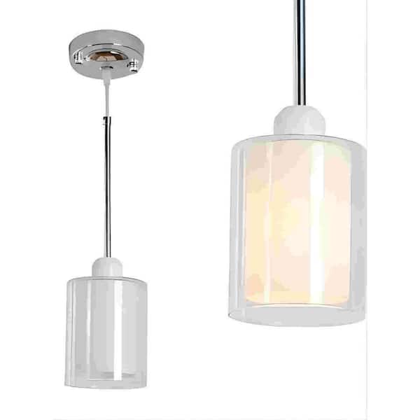 Yolo 5 in. 1-Light Modern White Pendant Light with E26 Base and Clear Glass Shade