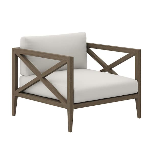 Northlake Outdoor Patio Teak Armchair in Weathered Gray White