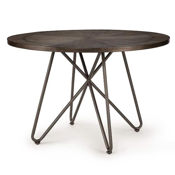 Steve Silver Round Grey Dining, Wood And Metal Round Dining Table