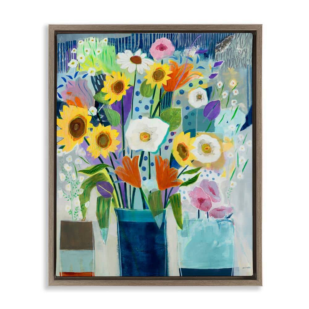 Bright Sunflowers & Blooms by Jill Martin Brown Floater Frame Nature Graphic Art Print 31 in. x 25 in. price history on PriceWatchPro