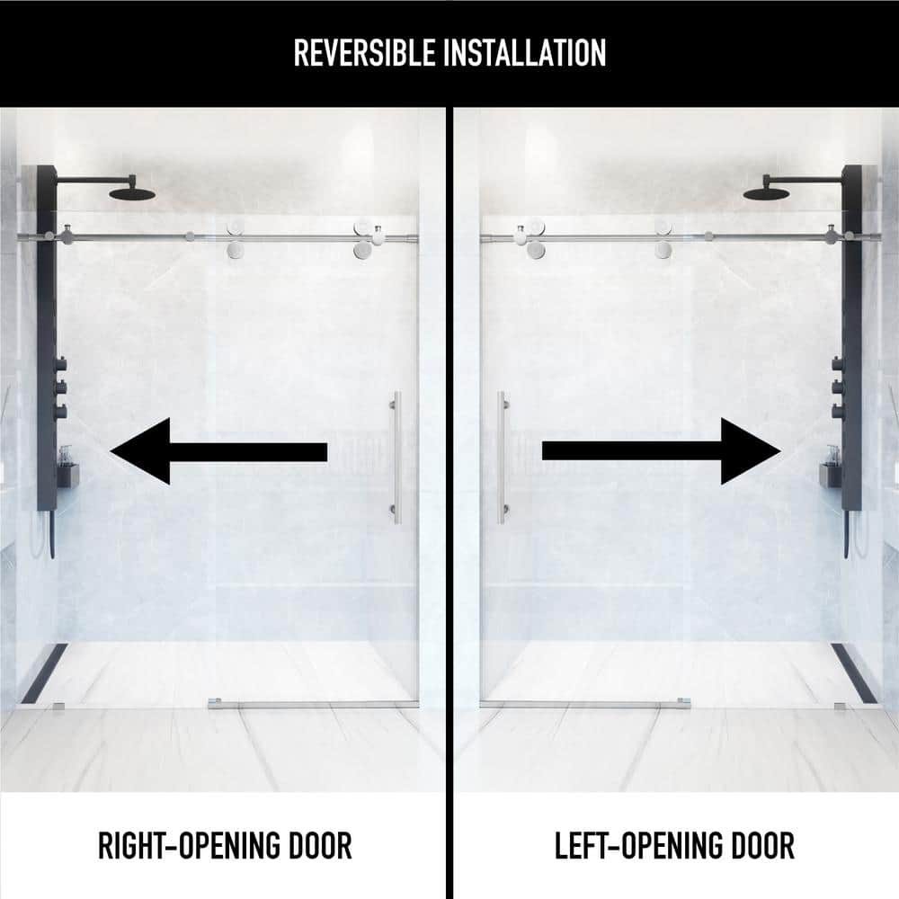 Elan 48-inch Frameless Sliding Shower Door with Clear Glass and Chrome Hardware