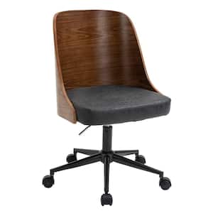 Bentwood Series Black Faux Leather Home Office Chair with Wood Accents