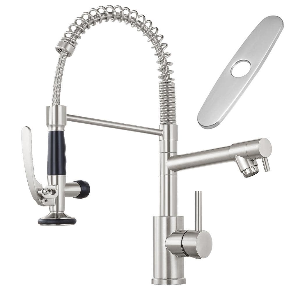 Single Handle Pull Down Sprayer Kitchen Faucet with 2-Spout in Brushed Nickel price history on PriceWatchPro