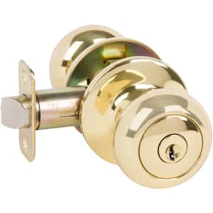 Saxon Bright Brass Keyed Entry Door Knob
