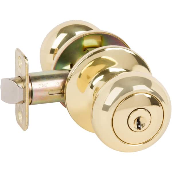 DELANEY HARDWARE Saxon Bright Brass Keyed Entry Door Knob