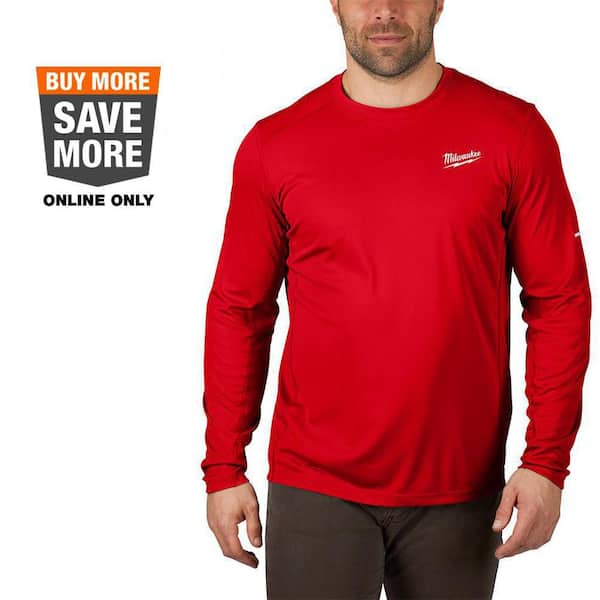 Milwaukee Men's WORKSKIN Medium Red Lightweight Performance Long-Sleeve T-Shirt