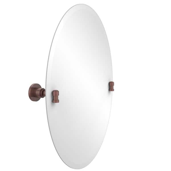Allied Brass Washington Square Collection 21 in. x 29 in. Frameless Oval Single Tilt Mirror with Beveled Edge in Antique Copper