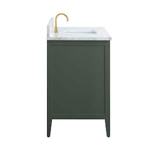 60 in. W x 22 in. D x 34 in. H Single Sink Bathroom Vanity Cabinet in Vintage Green with Engineered Marble Top in White