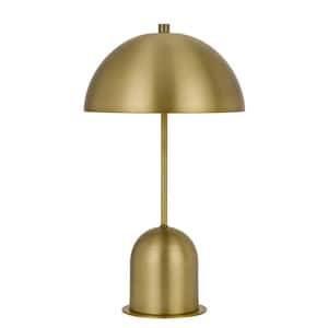 20 in. Antiqued Brass Metal Desk Table Lamp with Antiqued Brass Dome Shade