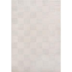Thea Modern Geometric Checkerboard High-Low White/Cream 3 ft. x 5 ft. Area Rug
