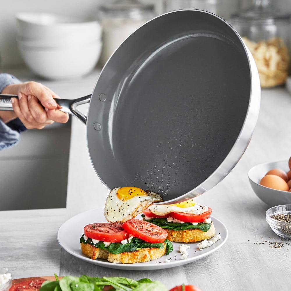 GreenPan GP5 Stainless Steel Ceramic Nonstick 2-Piece Frypan Set, 10" and 12"