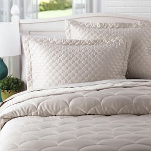 Nikki Chu Scallop Quilted Soft Pewter King Pillow Sham