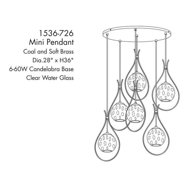 Minka Lavery Cody 6-Light Black and Soft Brass Pan Pendant