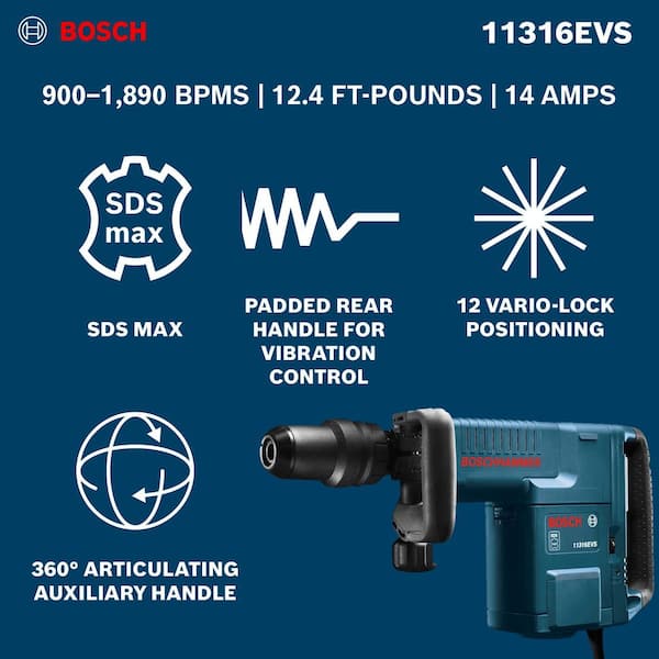 14 Amp 1-9/16 in. Corded Variable Speed SDS-Max Concrete Demolition Hammer with Carrying Case