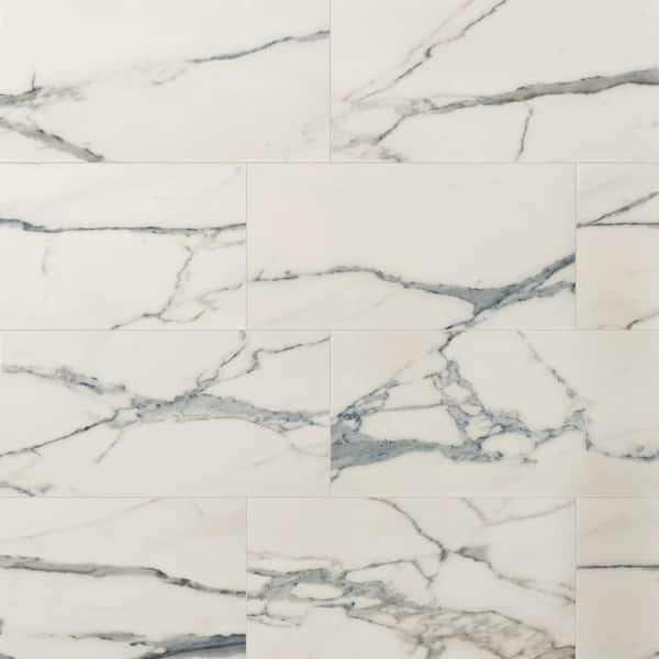 Photo 1 of Carrara Azul 12 in. x 24 in. Polished Porcelain Floor and Wall Tile (16 sq. ft./Case)