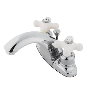 English Country 4 in. Centerset 2-Handle Bathroom Faucet with Plastic Pop-Up in Polished Chrome