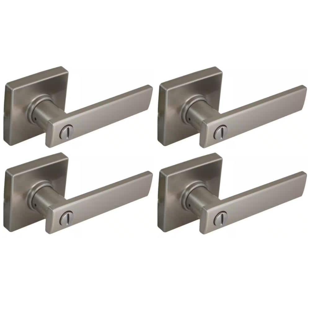 Westwood Satin Nickel Bed/Bath Door Lever with Square Rose (4-Pack)