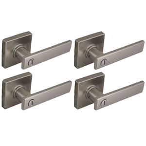 Westwood Satin Nickel Bed/Bath Door Lever with Square Rose (4-Pack)