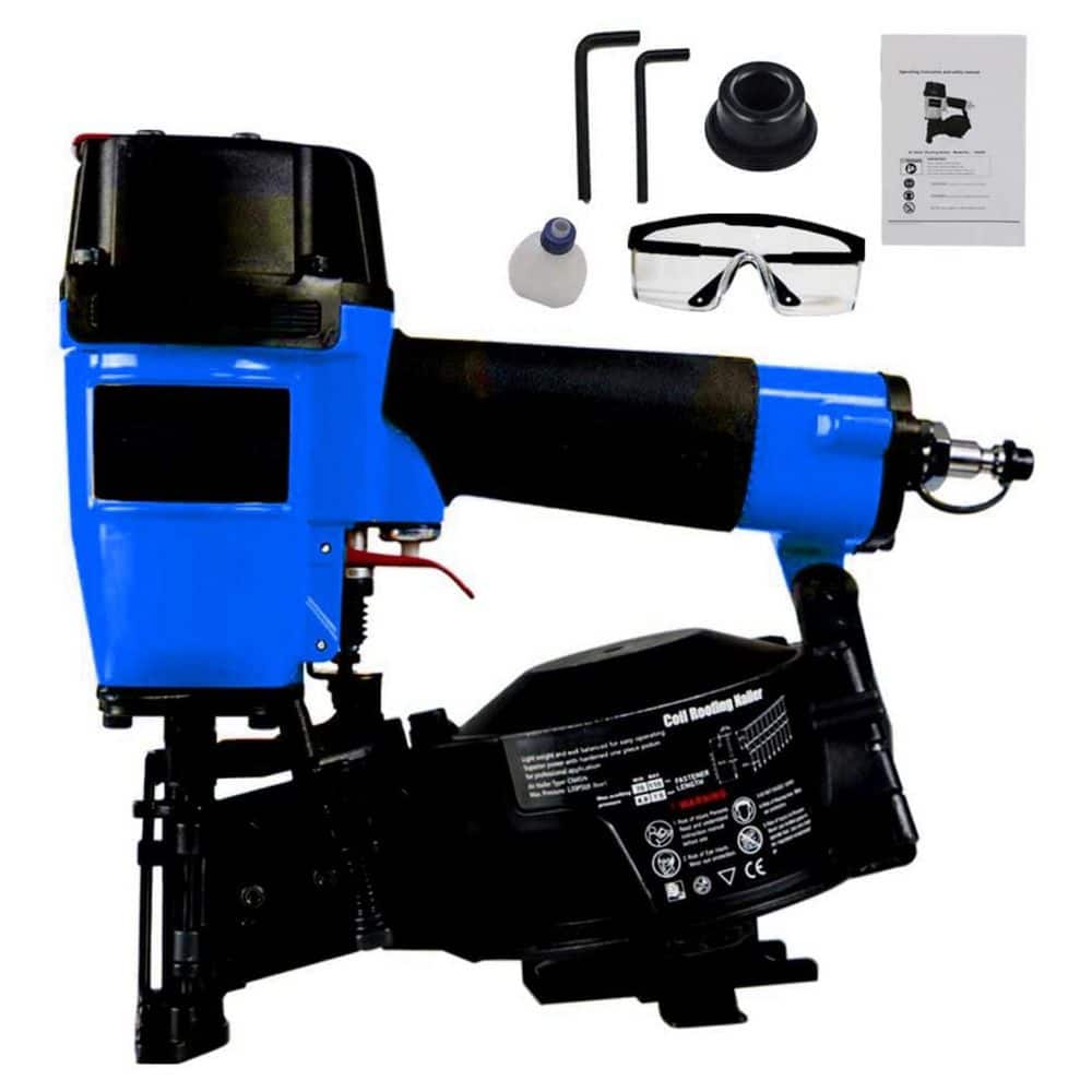 Blue Roofing Nailer with 120-Piece Capacity Coil Nailer, 15° Roofing Nail Gun for 3/4 in. to 1-3/4 in. Coil Nails price history on PriceWatchPro