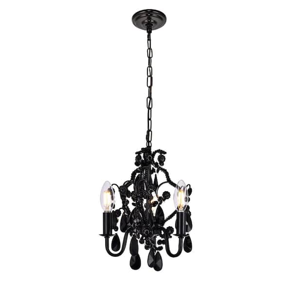 Unbranded Timeless Home 9.5 in. 3-Light Polished Black Pendant Light, Bulbs Not Included