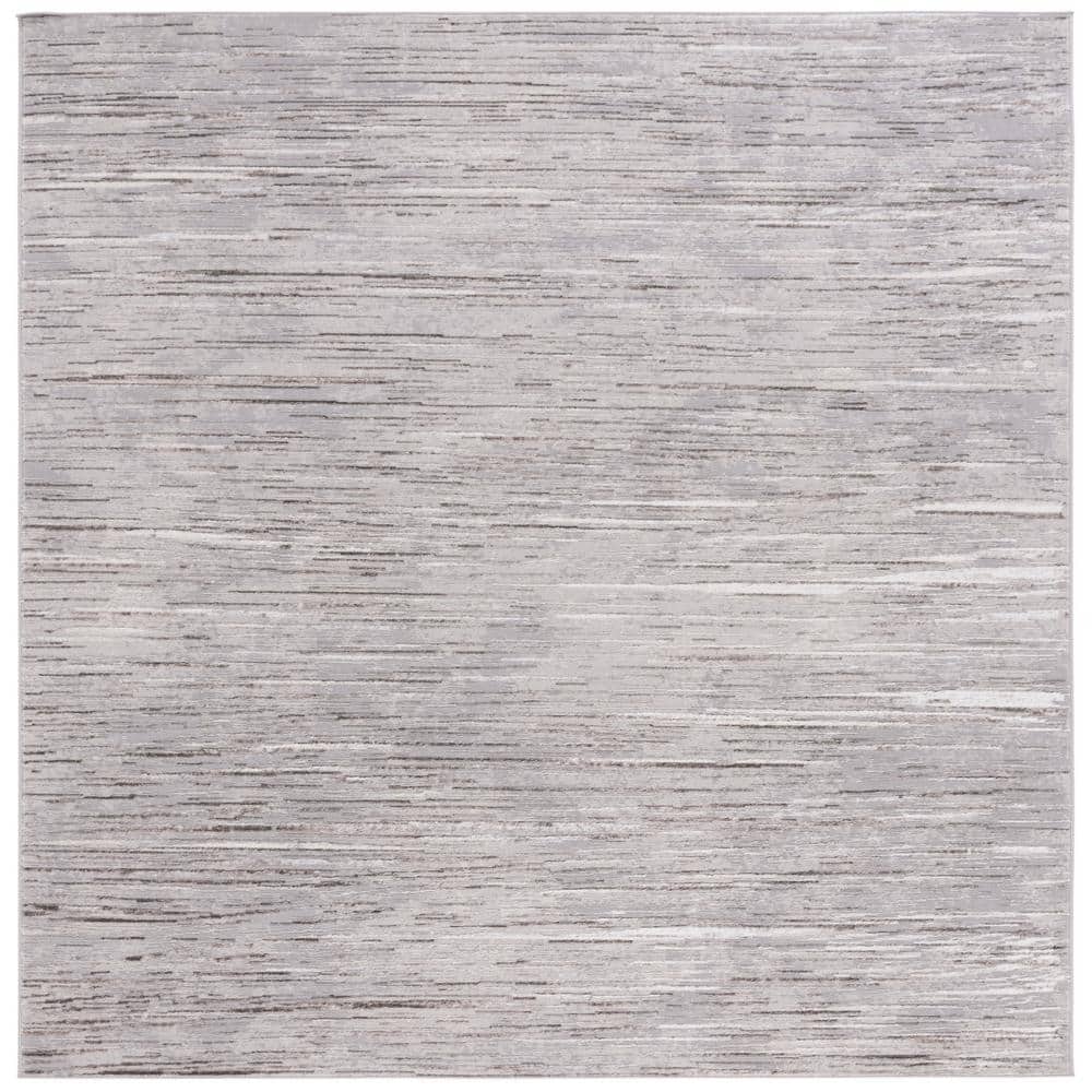 SAFAVIEH Martha Stewart Gray/Light Gray 7 ft. x 7 ft. Muted Striped ...