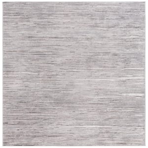 Martha Stewart Gray/Light Gray 7 ft. x 7 ft. Muted Striped Square Area Rug