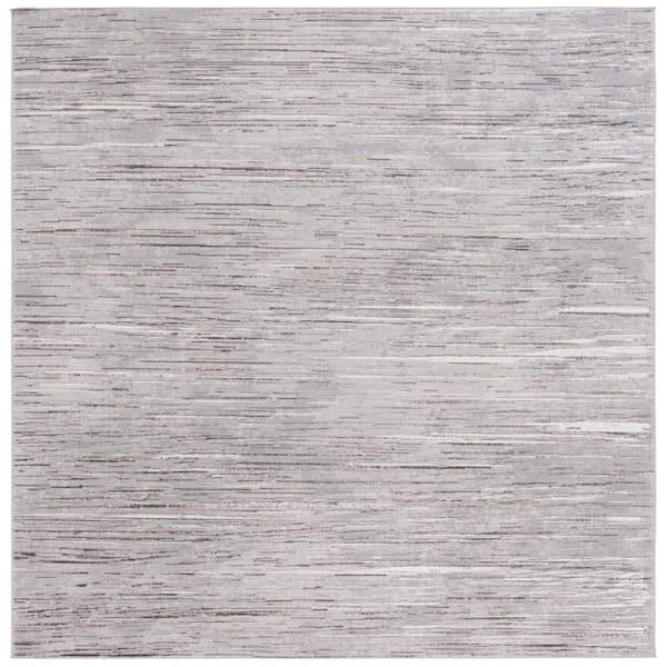 SAFAVIEH Martha Stewart Gray/Light Gray 7 ft. x 7 ft. Muted Striped Square Area Rug