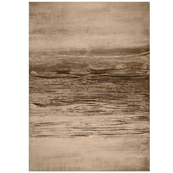 Walls Republic Gold Sandy Beach Inspired Contemporary Brown 7 ft. 10 in. x 11 ft. 2 in. Rectangle Polyester Textured Area Rug