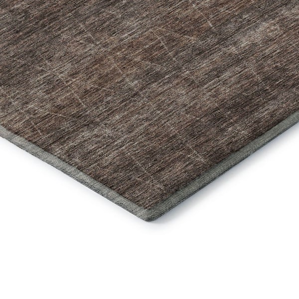 Mayfield Premium Machine Washable Abstract AMF1165 Coffee 8 ft. x 8 ft. Round Rug