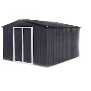 10 ft. x 12 ft. Metal Garden Sheds Outdoor Storage Sheds Dark-Grey, 111.33 sq. ft.