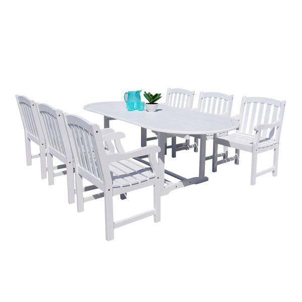 Vifah Bradley 7-Piece Wood Oval Outdoor Dining Set