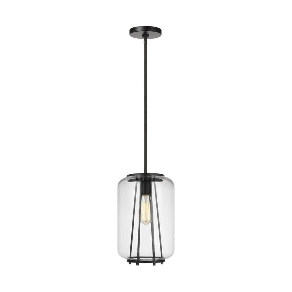 Rosie Midnight Black Steel Pendant with Clear Glass Shade