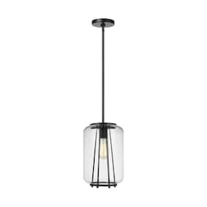 Rosie 1-Light Midnight Black Hanging Pendant with Clear Glass Shade