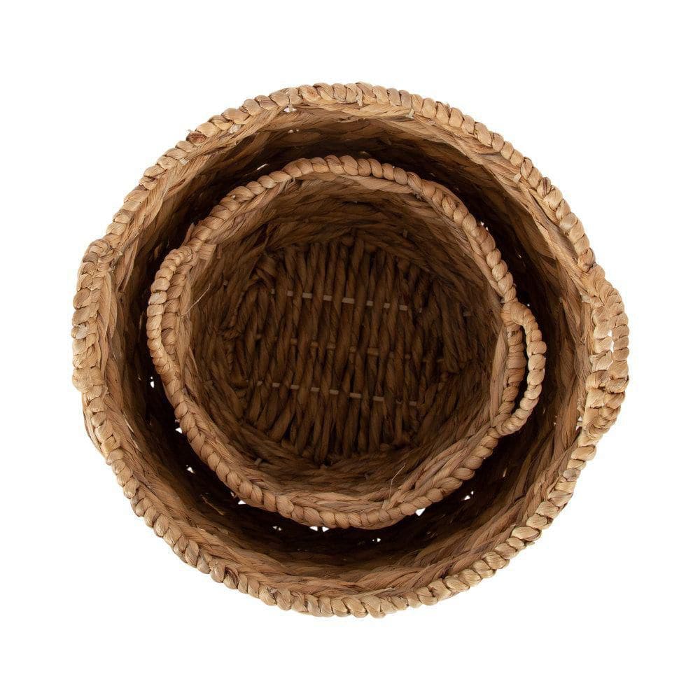 Natural Wicker Round Storage Basket Set, 16" and 13"