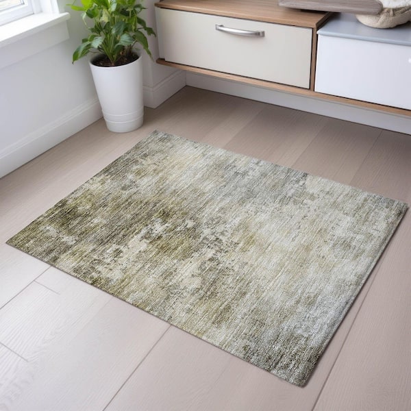 Mayfield Premium Machine Washable Abstract AMF1158 Wheat 2 ft. x 3 ft. Area Rug