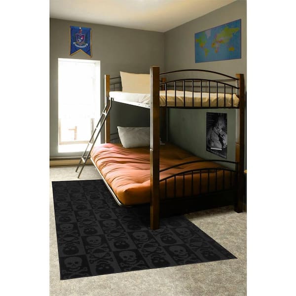 Skulls Black 8 ft. x 10 ft. Area Rug
