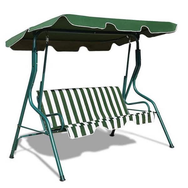 Unbranded 3-Person Metal Frame Patio Swing Outdoor Hammock with Canopy