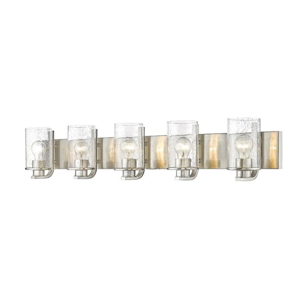 Unbranded Beckett 42 in. 5-Light Brushed Nickel Vanity Light with Glass Shade