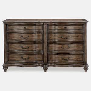 Brown Oak 8-Drawers 20 in. Classic Traditional Dresser