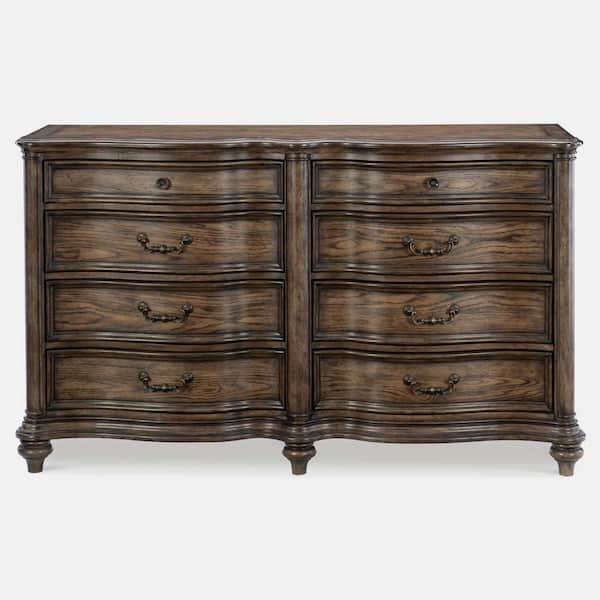 wetiny Brown Oak 8-Drawers 20 in. Classic Traditional Dresser