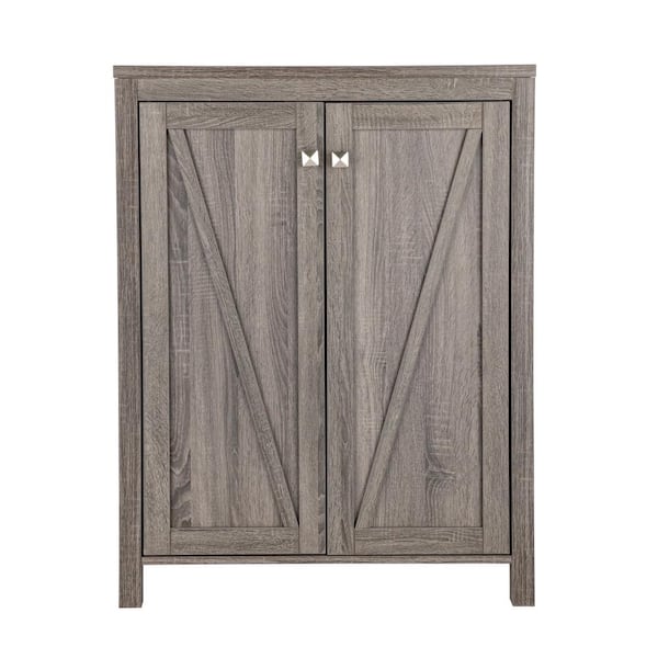 FC Design 41.5 in. H x 31 in. W Distressed Grey 15-Pair Shoe Storage Cabinet