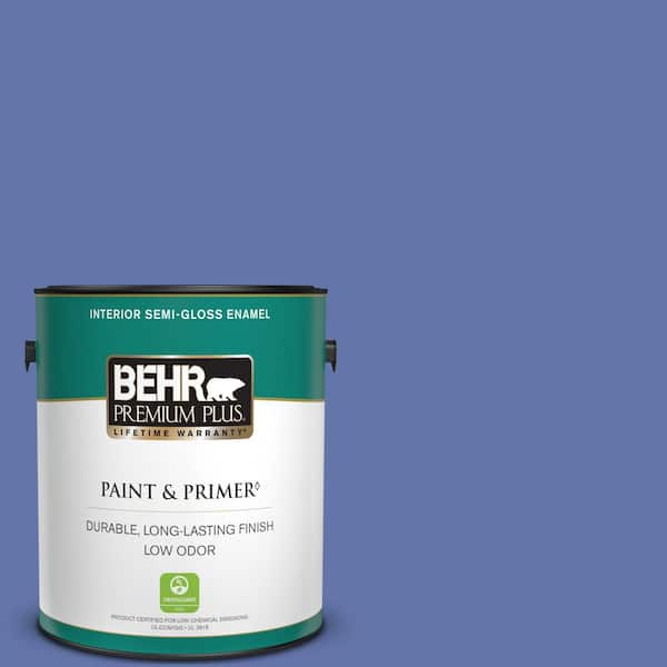 BEHR PREMIUM PLUS 1 gal. #600B-6 Sudden Sapphire Semi-Gloss Enamel Low Odor Interior Paint & Primer