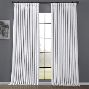 Pillow White Velvet Rod Pocket Room Darkening Curtain - 100 in. W x 96 in. L